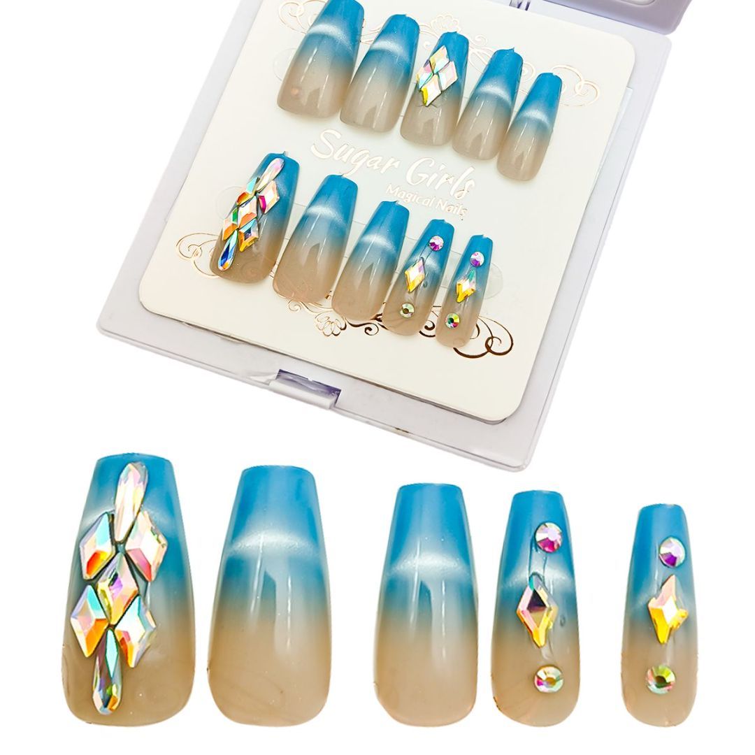 Set With Diamonds, Blue, Nail Plates, Blue