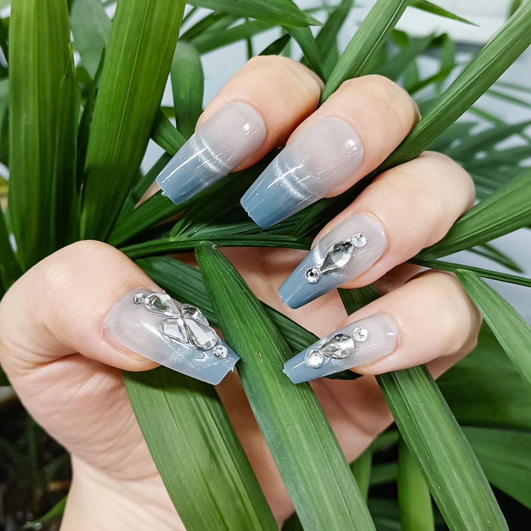 Diamond-set Nail Plates Grayish-blue