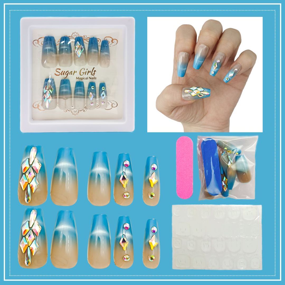 Set With Diamonds, Blue, Nail Plates, Blue