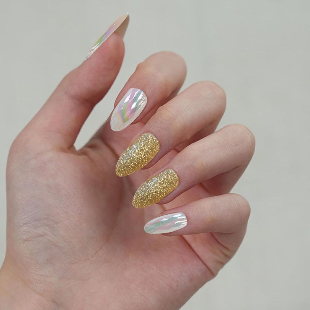 L-3 Sequins Gold Powder Nail 24 Pieces