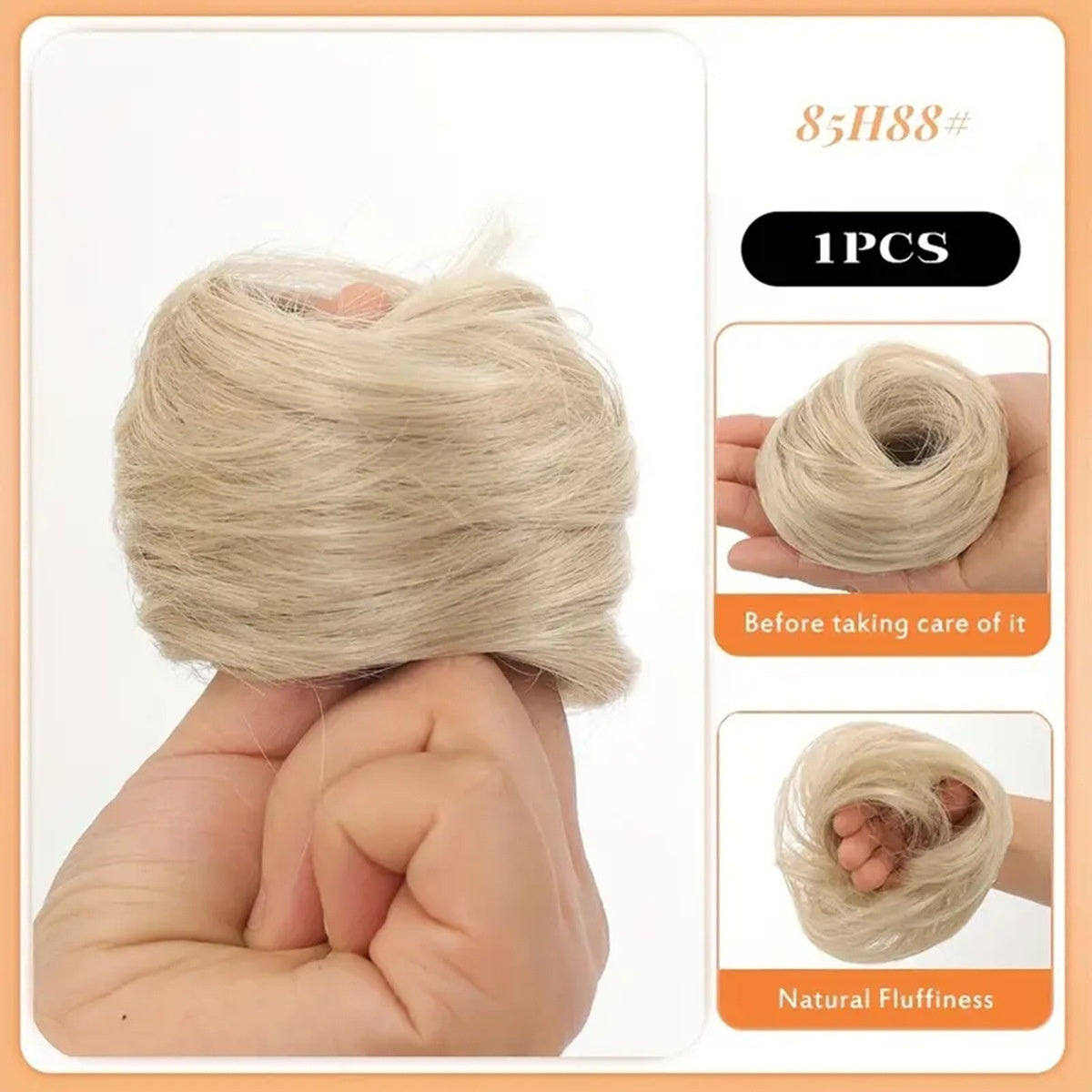 Female Hair Loop Simulation With Fluffy Wig And Rubber Band