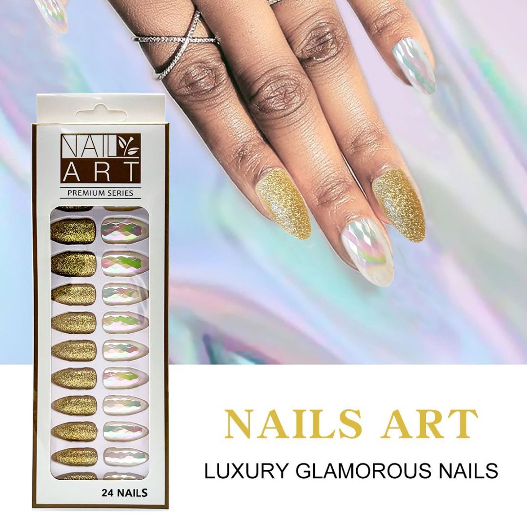 L-3 Sequins Gold Powder Nail 24 Pieces