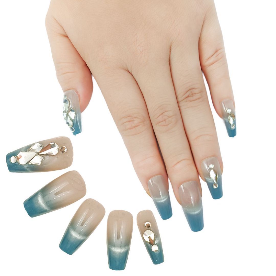 Diamond-set Nail Plates Grayish-blue