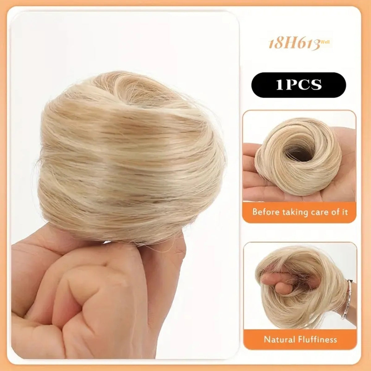 Female Hair Loop Simulation With Fluffy Wig And Rubber Band