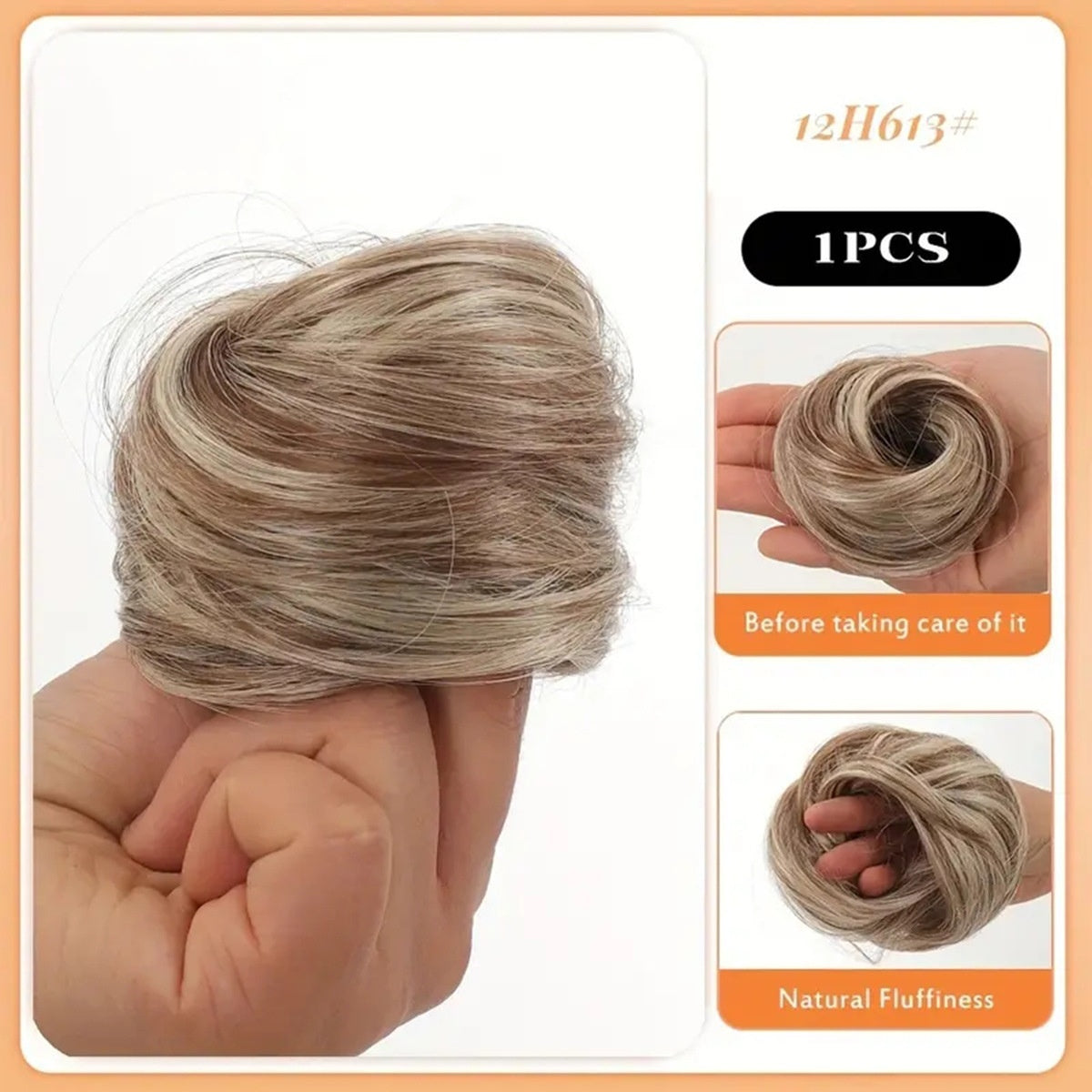 Female Hair Loop Simulation With Fluffy Wig And Rubber Band