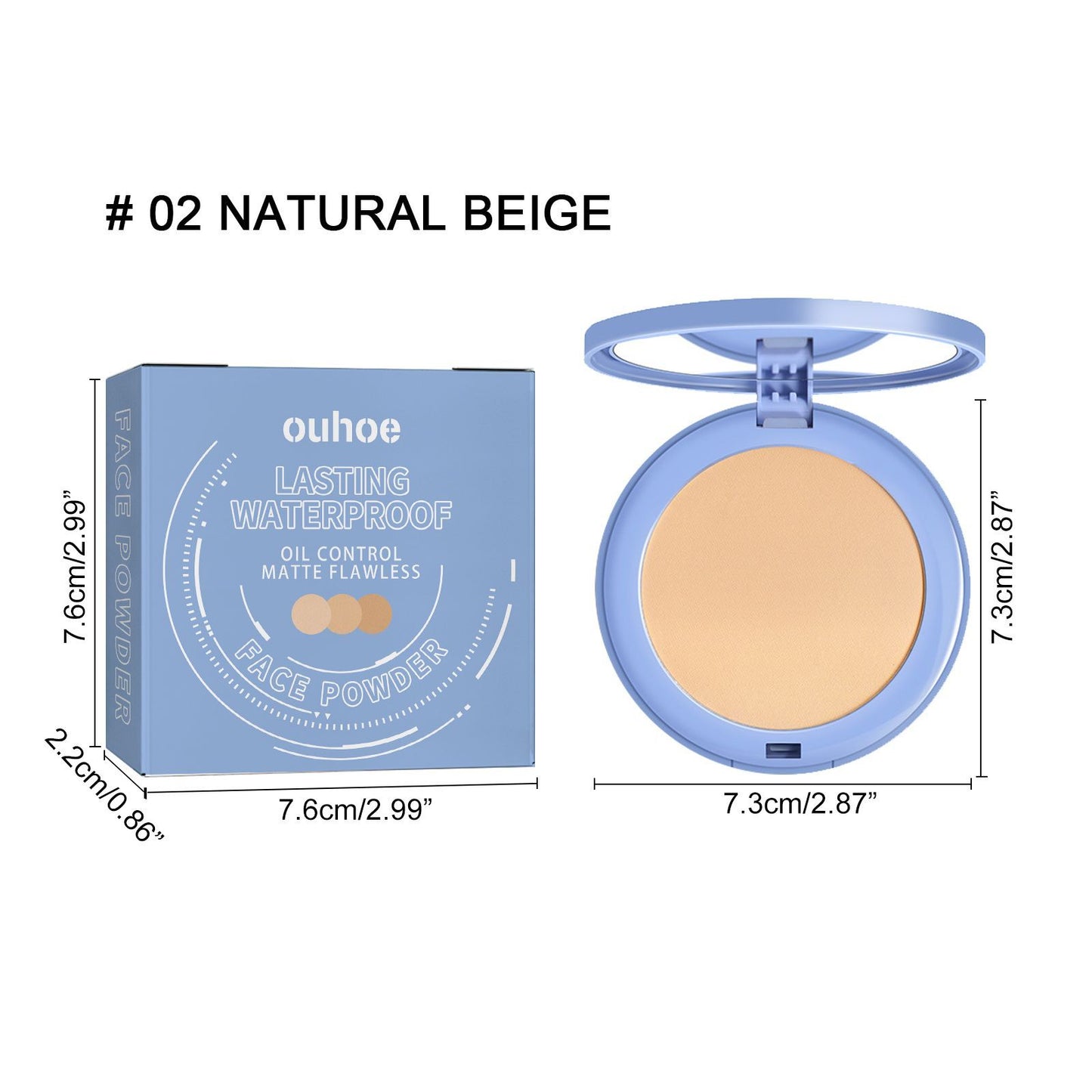 OUHOE Long-lasting Finishing Compact - Flawless, Long-wearing, Non-transferable, Easy To Touch-up, Natural, Lightweight, And Breathable Setting Powder