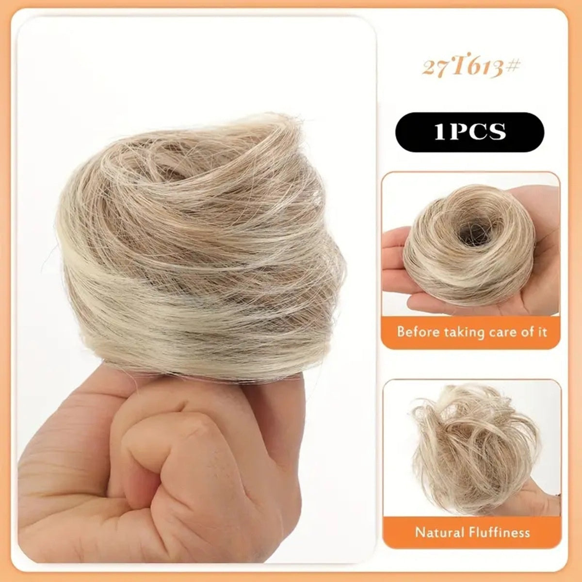 Female Hair Loop Simulation With Fluffy Wig And Rubber Band