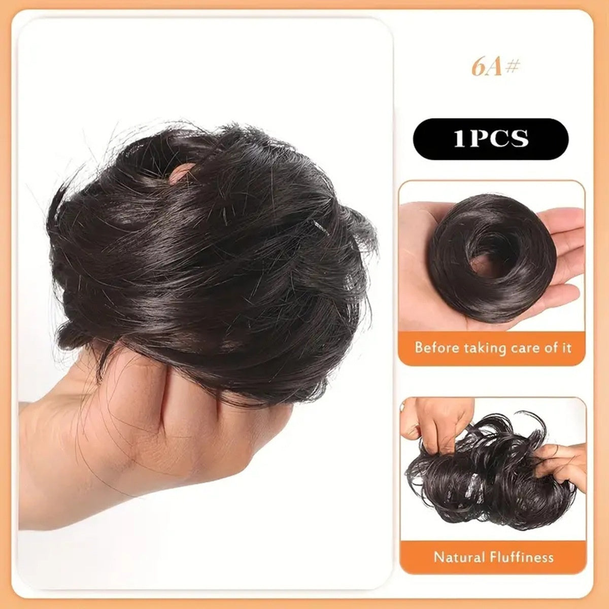 Female Hair Loop Simulation With Fluffy Wig And Rubber Band