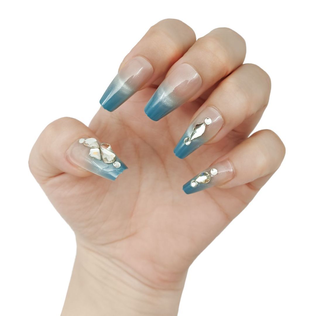 Diamond-set Nail Plates Grayish-blue