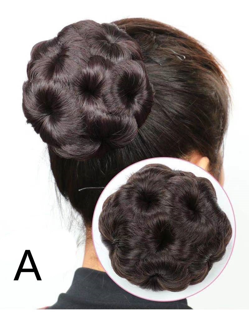 High Temperature Silk Wig Hair Ring, Hair Bun, Nine Flower Ball Head Bridal Costume Plate