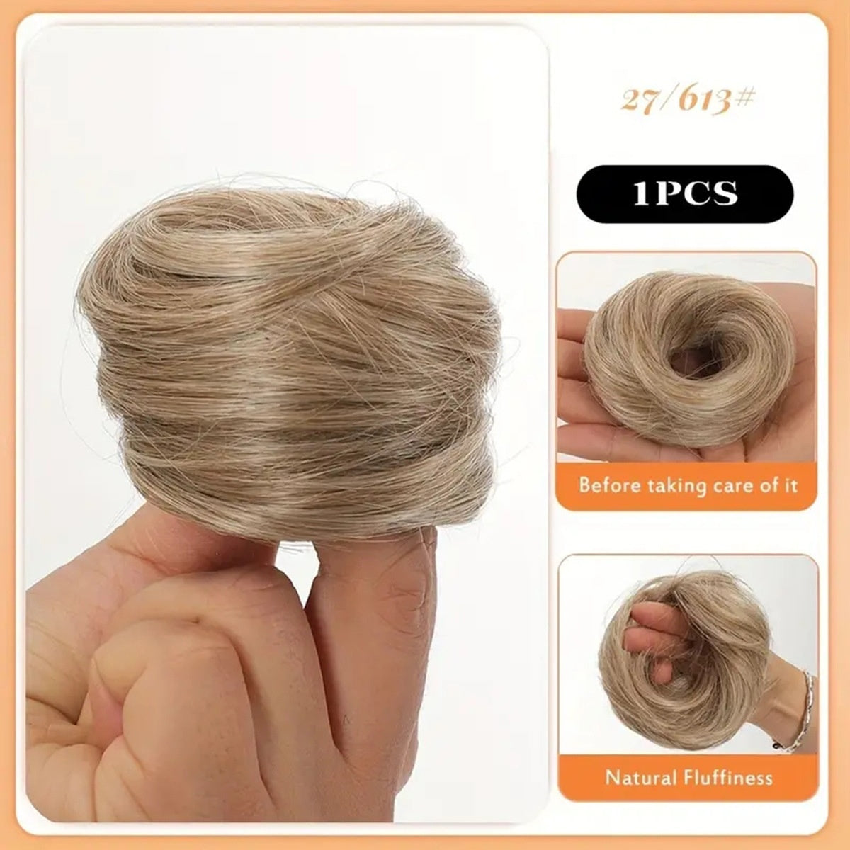 Female Hair Loop Simulation With Fluffy Wig And Rubber Band